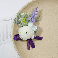 Ensemble de boutonnières artificielles violettes pour mariage, avec design lavande et rose, pour les demoiselles d'honneur et les événements formels