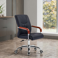 Chaise de bureau exécutive ergonomique moderne en cuir Ekintop avec base pivotante réglable en hauteur, accoudoirs fixes et structure en métal chromé