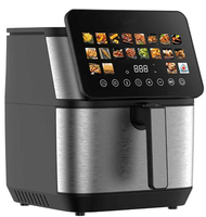 Nouvelle friteuse à air sans huile de 8,5 L de grande capacité, en acier inoxydable, 2100 W, double chauffage, écran tactile LED, 14 programmes prédéfinis