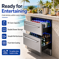 Réfrigérateur à vin double porte J OEM 150L avec contrôle de température, cadre en acier inoxydable, armoire réfrigérante pour collection de vins
