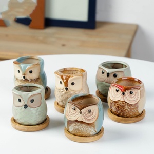 Maceta Pequeña de Cerámica con Diseño de Casa de Dibujos Animados JM, Mini Maceta para Bonsáis, Suculentas, Plantas de Interior, Juego de Macetas para Jardín - Product Image 3