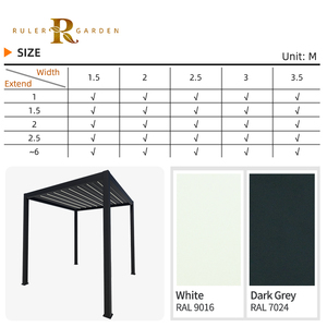 Pare-soleil d'extérieur isolé OEM, gazébo de <span class=keywords><strong>voiture</strong></span> de jardin en aluminium avec <span class=keywords><strong>led</strong></span> 3x6 lovrr, gazebos de toit réglables étanches - Product Image 4