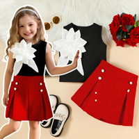Haut sans manches à fleurs 3D décoratives et culotte unie pour filles, style transfrontalier euro-américain