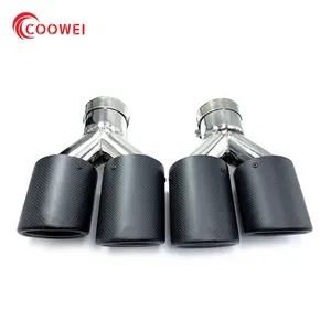 1Pair Left and right Y Style Model Dual Carbon fiber stainless steel universal Auto exhaust tip Double end Tip For Akrapovic