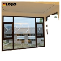 Ventana Abatible Horizontal de Aleación de Aluminio de Buena Calidad con Toldo de Vidrio, Diseño Moderno y Función Insonorizante para Villa