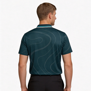 Camisas de Golf a Rayas Tejidas Personalizadas de Fábrica para Hombre, Impresión por Transferencia de Calor, Secado Rápido, Absorción de Humedad, Manga Corta, Poliéster 210g - Product Image 4