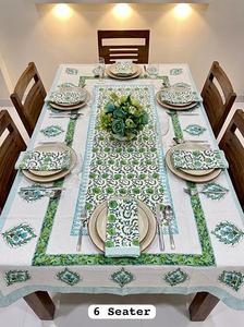 NOUVEAU JAIPUR INTERNATIONAL Nappe et serviettes de table modernes imprimées à la main en coton 100% à motifs floraux pour 6 personnes Rajasthan - Product Image 4
