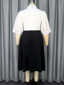 Abiti Casual a Linea A per Ragazze con Colletto a Risvolto e Maniche a Lanterna, Uniformi Scolastiche in Bianco e Nero - Product Image 6