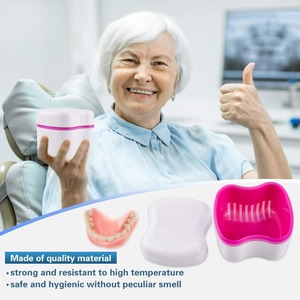 <b>Denture</b> Bath Case and Cleaner Brushes Retainer <b>Denture</b> <b>Box</b> <b>Dentures</b> Container with Basket Holder for Travel Retainer Cleaning - Product Image 5