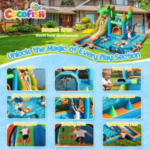 Cocofish - Tobogán Acuático Inflable 9 en 1 <span class=keywords><strong>para</strong></span> Niños, Parque Acuático con Tobogán Húmedo y Seco <span class=keywords><strong>para</strong></span> Jardín Trasero - Product Image 3