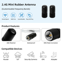Antenne mini double bande 2,4 GHz 5,8 GHz en caoutchouc, étanche IP67 IP68, avec connecteur mâle SMA pour routeur WiFi et passerelle IoT