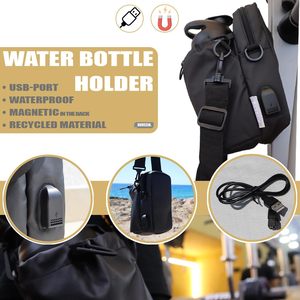 Bolsa de Gimnasio Magnética con Porta Botella de Agua, Bolsa Bandolera Impermeable con Puerto USB para Cargar el Teléfono, Bolsa Cruzada para Botellas de Viaje para Hombres y Mujeres - Product Image 2