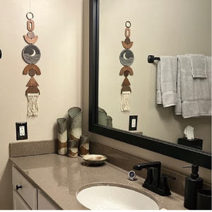 Pendentif <span class=keywords><strong>mural</strong></span> moderne en bois à suspendre pour décoration intérieure, lune ou soleil - Product Image 5