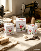 Lot de 3 boîtes métalliques carrées modernes à motif floral rose, durables, multifonctionnelles, imprimées, de qualité alimentaire, pour le stockage de biscuits, bonbons, thé, cadeaux de mariage