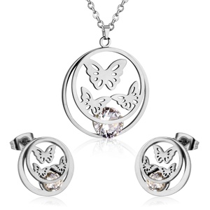 ชุดเครื่องประดับคู่รัก ผีเสื้อคริสตัลชุบทองสแตนเลสสตีล สำหรับงานแสดง - Product Image 2