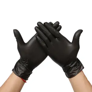 Guantes de vinilo baratos, resistentes a productos químicos, sin polvo, glive 3 mil, negro, de vinilo brillante, venta al por mayor