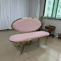 Canapé de mariage moderne en acier inoxydable de forme ovale pour la mariée et le marié, idéal pour les hôtels, les salons et l'extérieur (usage commercial)