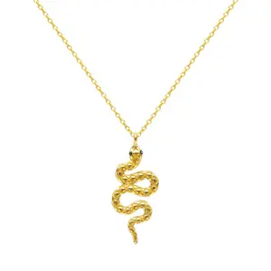 Bijoux de conception de personnalité Bijoux en argent sterling 925 plaqué or Collier pendentif serpent pour femmes