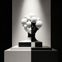 Sculpture de buste de femme géométrique en résine noire et blanche, style Pop Art, pour salon, bureau, étagère et décoration de maison.