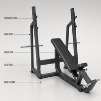 Rack de musculation inclinable commercial pour salle de sport, banc de musculation réglable avec supports pour barres et montants