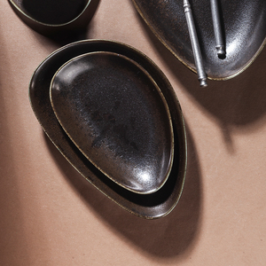 Yayu จานเซรามิกเคลือบสีดำสำหรับใส่อาหารในร้านอาหารทรงรีเทมปุระคาราเระจยากิโตริแบบญี่ปุ่น - Product Image 4