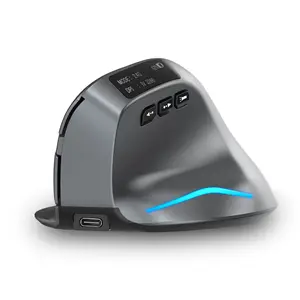 Wireless Vertical Ergonomic Mouse with OLED Screen USB RGB Rechargeable Mouse