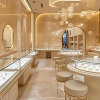 Présentoirs à bijoux métalliques antivol pour kiosque de centre commercial avec éclairage LED et capteurs et système d'alarme dissimulés pour vitrine en espace ouvert