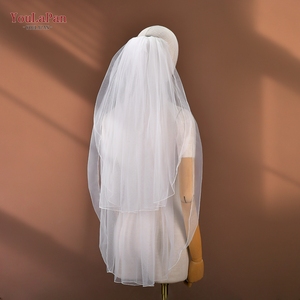 <span class=keywords><strong>Voile</strong></span> de mariée Youlapan V15 élégant et minimaliste, double couche en maille transparente avec peigne à cheveux en métal de haute qualité - Product Image 1