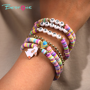 New Jewelry Custom Customized Private Label <b>Girls</b> Gift Clay Beaded Bunny <b>Charm</b> Easter Jewelry 2025 <b>Bracelet</b> - Product Image 4