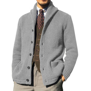 Cárdigan de manga larga de punto liso para hombre, suéter para otoño e invierno, suministro con decoración de botones - Product Image 4
