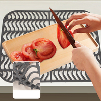 Tapis de protection pour évier de cuisine en silicone résistant à la chaleur, pliable, antidérapant, avec grille pour évier en porcelaine et drain arrière