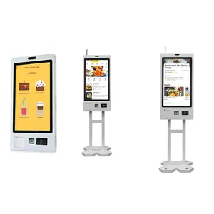 Crtly Ticket Self Ordering Touch Screen Checkout Machine Wall Mounted Kiosk Solution Burger Self Service Terminal Kiosk