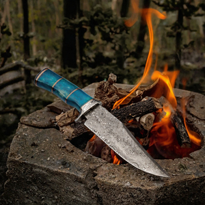 Couteau Bowie en acier Damas, manche en fibre de carbone, lame fixe, survie en extérieur, EDC, collection cadeau - Product Image 2