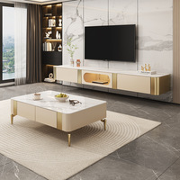 Tables basses et meuble TV italiens minimalistes de luxe en fer Ensemble petit meuble de maison en pierre frittée avec design Rock Board