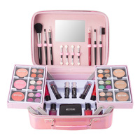 Trousse de Maquillage de Voyage Végane Marque Blanche avec Gloss Hydratant et Palette de Poudres – Coffret Cosmétique Complet