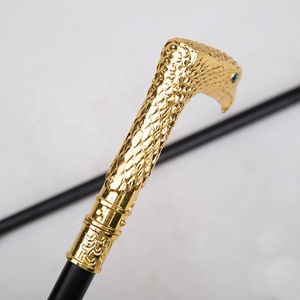 Bastón de cabeza de águila de Ojo Azul dorado-Mango de metal intrincado con acento de zafiro para fiestas Accesorio de disfraz de acabado lujoso - Product Image 5