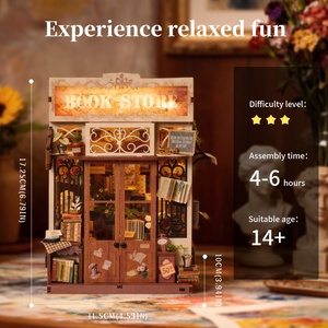 IIECREATE Nouveau kit de coin lecture SL-40, <span class=keywords><strong>puzzle</strong></span> 3D en bois DIY pour adultes, kit maison miniature, thème librairie artistique - Product Image 2