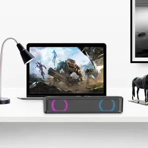 A4 RGB LED Light Wired USB Computer Speakers Wired Sound Bar with USB Soundbar Desktop Soundbar Speaker for PC Cellphone