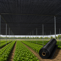 Filet d'ombrage en HDPE noir tissé warp 40% 180 GSM résistant aux UV en rouleau pour serre, ferme et pépinière
