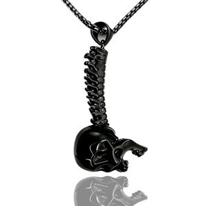 Collar con Colgante de Calavera de Acero Inoxidable con Diseño de Espina Dorsal, Estilo Punk, Joyería Masculina, Accesorio de Moda - Product Image 4