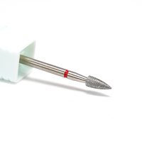 Fraise à ongles conique diamantée professionnelle rouge 3.0x7.0 pour manucure russe, coupe-cuticules, et polissage de gel