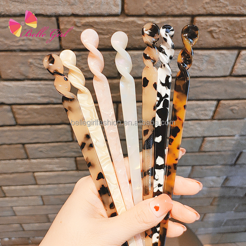 Классические палочки для волос из французской целлюлозной ацетатной целлюлозы, карандаш для пучка, Акриловые Вилки для волос для длинных густых волос