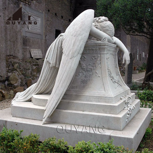 QUYANG – sculpture sur pierre de Style européen, granit, marbre blanc, femmes qui pleurent, ange, cimetière, tombe - Product Image 1