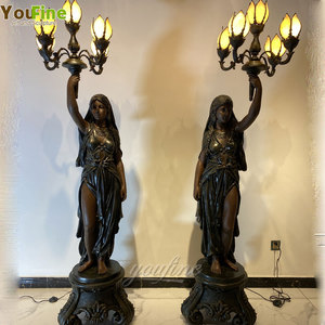 Decorativa hermosa de resina de fibra de vidrio estatua lámpara puesto en Color de bronce - Product Image 6