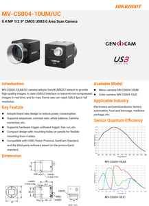 Cámara Industrial HIK ROBOT Original Nueva, MV-CS004-10UC, Cámara de Escaneo de Área a Color de 0.4MP USB3.0 - Product Image 1