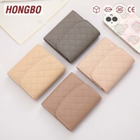 Hongbo Top 10 couleurs galet matelassé en cuir Mini carte portefeuille Portable affaires multifonctionnel argent bouton cartes de crédit parfaites