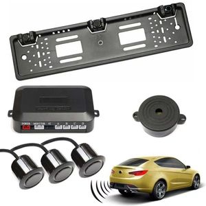Capteur <span class=keywords><strong>de</strong></span> stationnement pour voiture Parktronics, cadre <span class=keywords><strong>de</strong></span> <span class=keywords><strong>plaque</strong></span> d'<span class=keywords><strong>immatriculation</strong></span> UE, <span class=keywords><strong>radar</strong></span> <span class=keywords><strong>de</strong></span> <span class=keywords><strong>recul</strong></span> avec 3 capteurs OEM ODM - Product Image 1