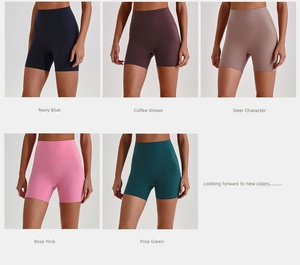 Nouveaux shorts <span class=keywords><strong>de</strong></span> yoga respirants et extensibles, style européen et <span class=keywords><strong>américain</strong></span>, double face brossée, sensation peau nue, coupe ajustée - Product Image 4