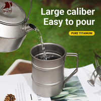 Mug en titane à paroi simple de 450 ml avec logo personnalisé, gobelet incassable en titane avec poignée, tasse à café avec poignée