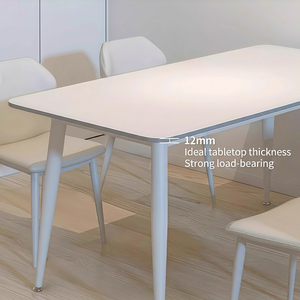 Ensemble de table à manger en pierre frittée italienne, mobilier de cuisine minimaliste blanc pour petit appartement et maison en <span class=keywords><strong>location</strong></span> - Product Image 3